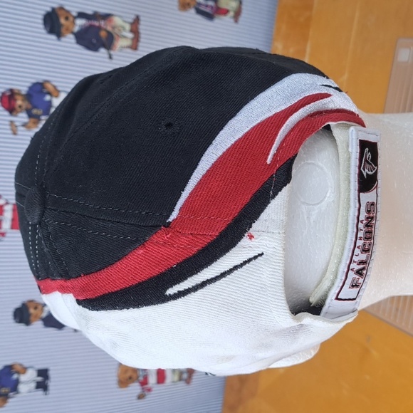 Y2K Atlanta Falcons Reebok stitched logo black & red AOP velcro tab NFL hat - Picture 6 of 10